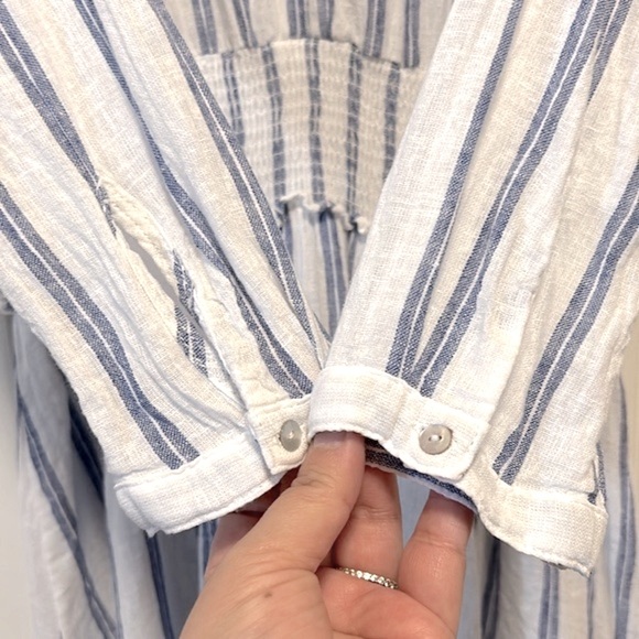 Rails Jasmine Linen-Blend Shirt Dress Blue Villa - Size Small - Picture 8 of 10